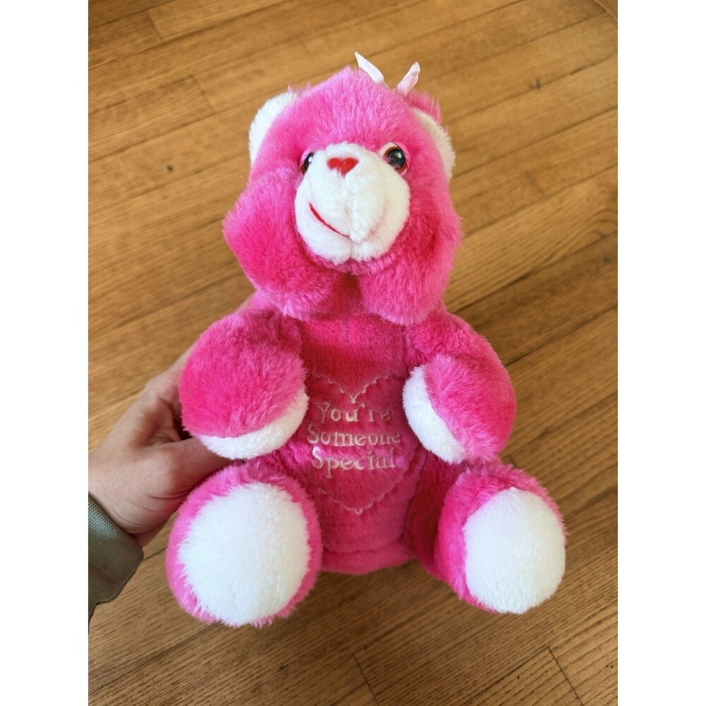 VTG 1984 PINK TEDDY BEAR YOU'RE SOMEONE SPECIAL HEART STUFFED ANIMAL PLUSH TOY